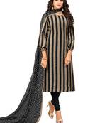 Black Stripes Print Chanderi Silk Salwar