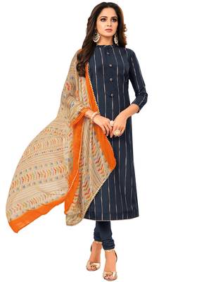 Navy-blue printed chanderi silk salwar 1