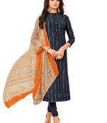 Navy-blue printed chanderi silk salwar