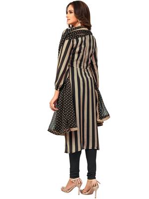 Black Stripes Print Chanderi Silk Salwar 2