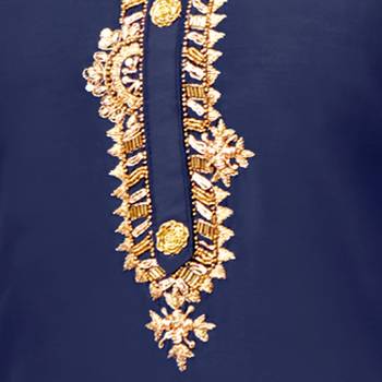 Blue Embroidered Chanderi Silk Salwar 4