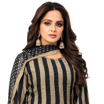 Black Stripes Print Chanderi Silk Salwar 3
