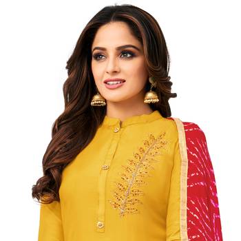 Yellow Embroidered Chanderi Silk Salwar 3