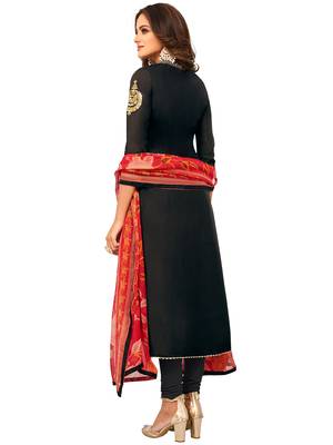 Black Embroidered Chanderi Silk Salwar 2