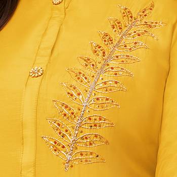 Yellow Embroidered Chanderi Silk Salwar 4