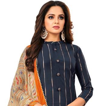 Navy-blue printed chanderi silk salwar 3
