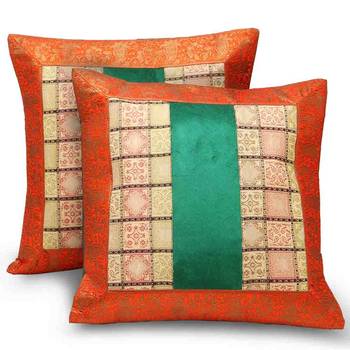 Decorative Jaipuri 2 Pc. Square Cushion Covers Set 1
