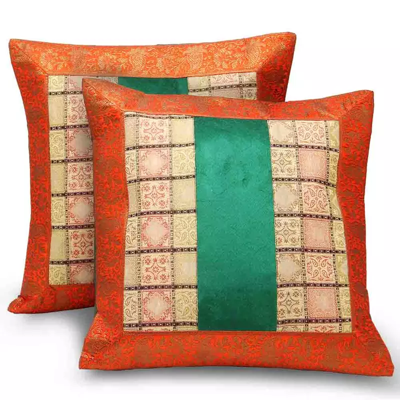 Decorative Jaipuri 2 Pc. Square Cushion Covers Set