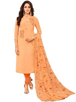 Light-Orange Embroidered Chanderi Silk Salwar 1