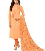 Light-Orange Embroidered Chanderi Silk Salwar