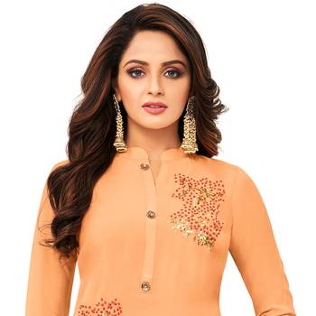 Light-Orange Embroidered Chanderi Silk Salwar 2