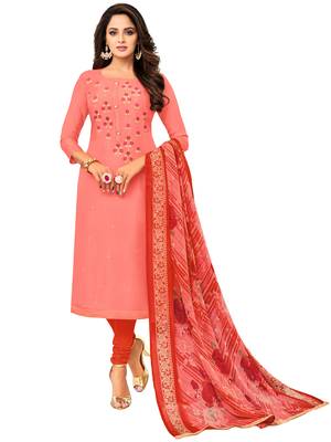 Peach Embroidered Chanderi Silk Salwar 1