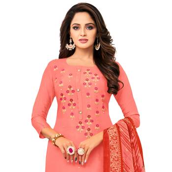 Peach Embroidered Chanderi Silk Salwar 3
