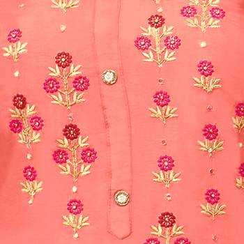 Peach Embroidered Chanderi Silk Salwar 4