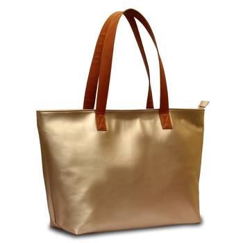 Women Leather Office Tote Bag in GoldenColor 2