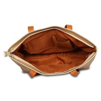 Women Leather Office Tote Bag in GoldenColor 4