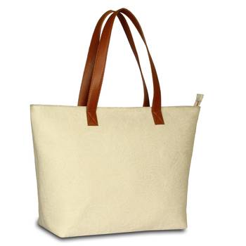 Women Canvas Jacquard Tote Bags in off -White Color 2
