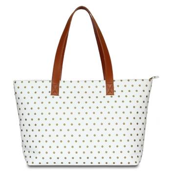 Women Canvas Office Tote Bag in Polka Dots Print 1