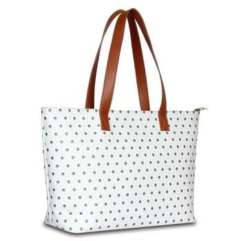 Women Canvas Office Tote Bag in Polka Dots Print 2