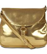Women Canvas Sling Bag Golden Color