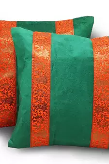 Brocade Striped 2Pc. Decorative Cushion Covers Set