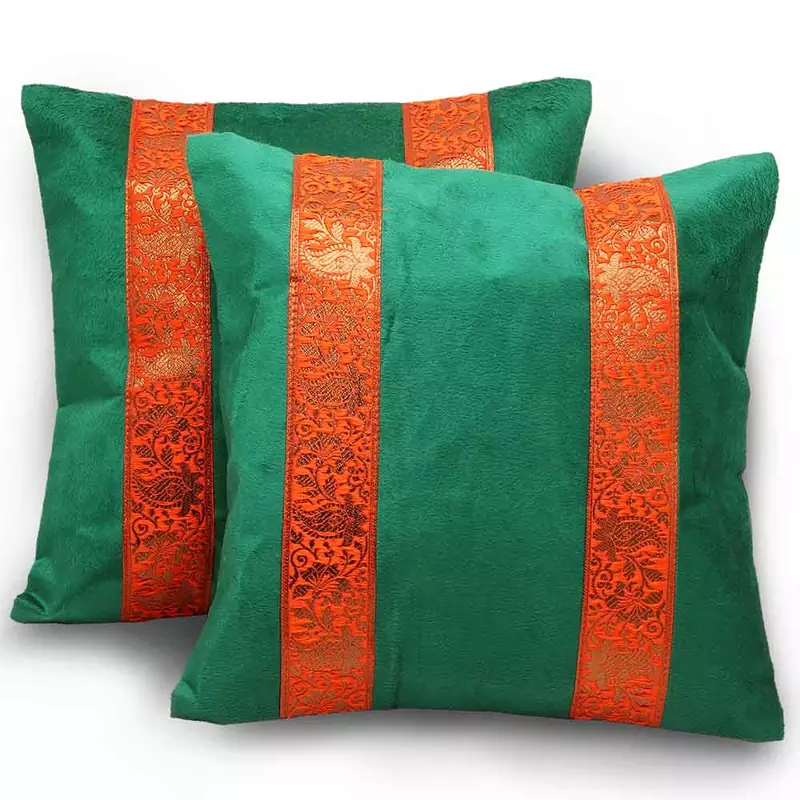 Brocade Striped 2Pc. Decorative Cushion Covers Set
