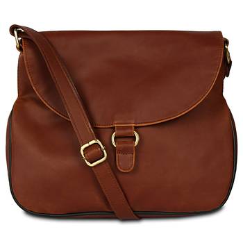 Women Leather Sling Bags in Dark Brown Color 1