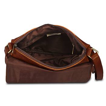 Women Leather Sling Bags in Dark Brown Color 4