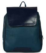 Women Leather Backpack for Laptop in green and blue Color