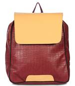 Women's Leather Backpack for Laptop with Crock Print in maroon