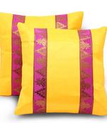Brocade Striped 2 Pc. Yellow Cushion Covers Set