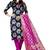 navy blue woven brocade unstitched salwar with dupatta