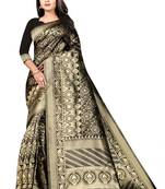 black woven art silk saree with blouse