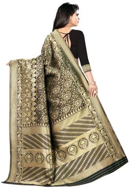 black woven art silk saree with blouse 5