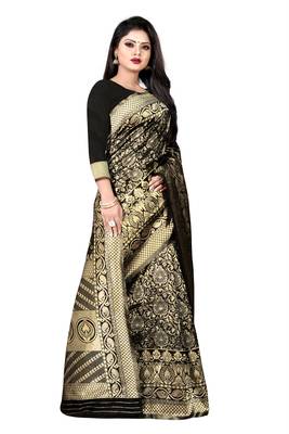black woven art silk saree with blouse 6