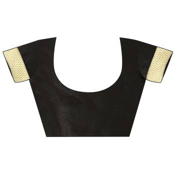 black woven art silk saree with blouse 7