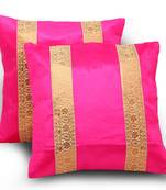 Paisley Design Stripes 2Pc Pink Cushion Covers Set