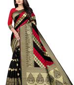 black woven art silk saree with blouse