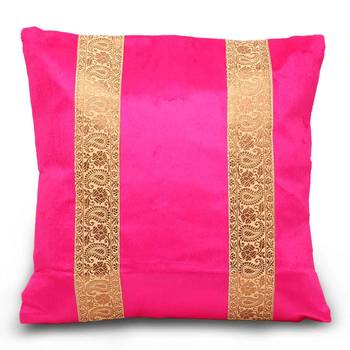 Paisley Design Stripes 2Pc Pink Cushion Covers Set 2