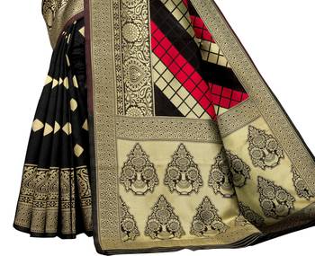 black woven art silk saree with blouse 2