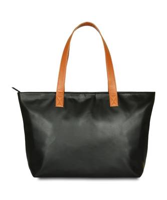 Women Leather Office Tote Bag in Black Color 1