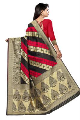 black woven art silk saree with blouse 6