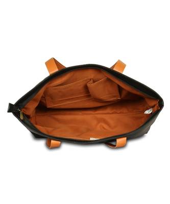 Women Leather Office Tote Bag in Black Color 4