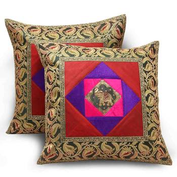 Elephant N Paisley Design Fancy Cushion Covers Set 1