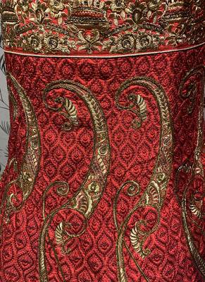 Red Embroidered Silk Semi Stitched Lehenga 3