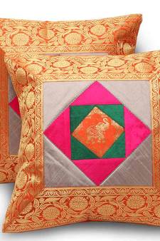 Sanganeri Floral Booti Work 2Pc Cushion Covers Set