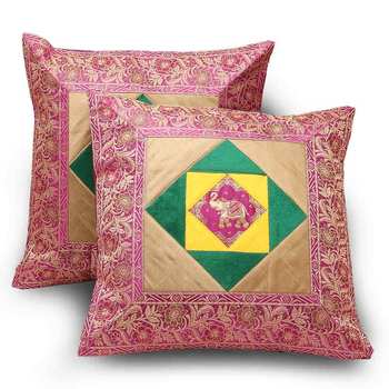 Ethnic Floral Design 2 Pc Fancy Cushion Covers Set Little India