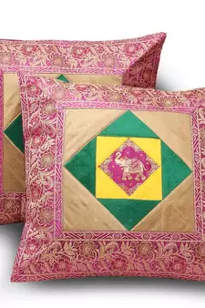 Ethnic Floral Design 2 Pc Fancy Cushion Covers Set