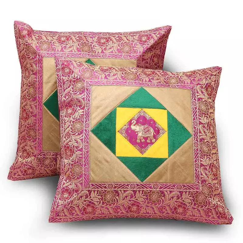 Ethnic Floral Design 2 Pc Fancy Cushion Covers Set