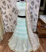 Sea-Green Embroidered Georgette Semi Stitched Lehenga